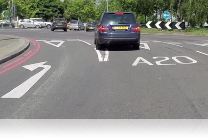 Turning left only in the left-hand lane