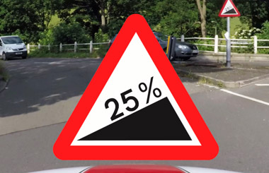 Steep uphill warning sign